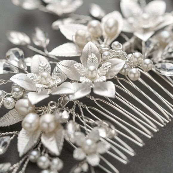 Wedding Hair Comb Pearl Crystal Silver Bridal Hair Accessory for Women main image 4